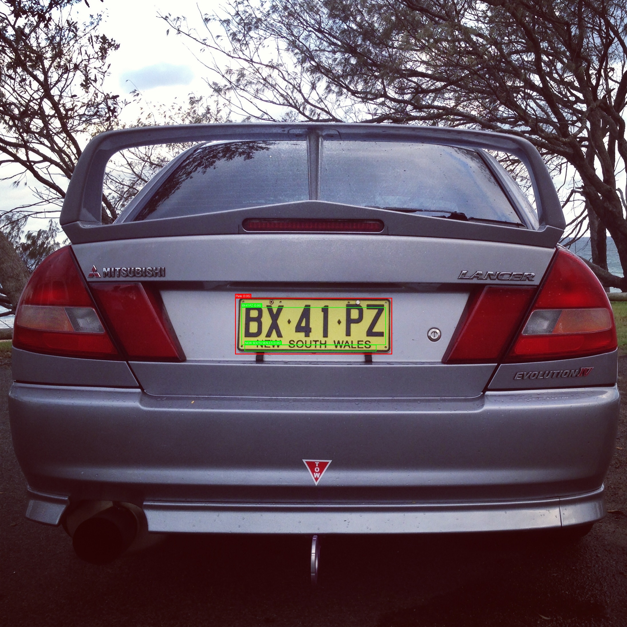 Processed image with license plate annotations