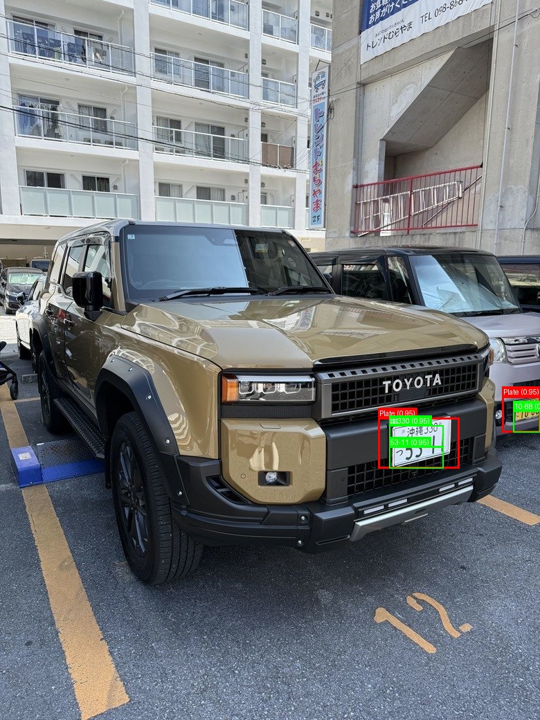 Processed image with license plate annotations