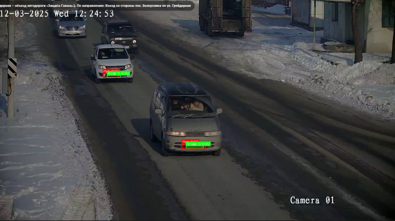 Processed image with license plate annotations