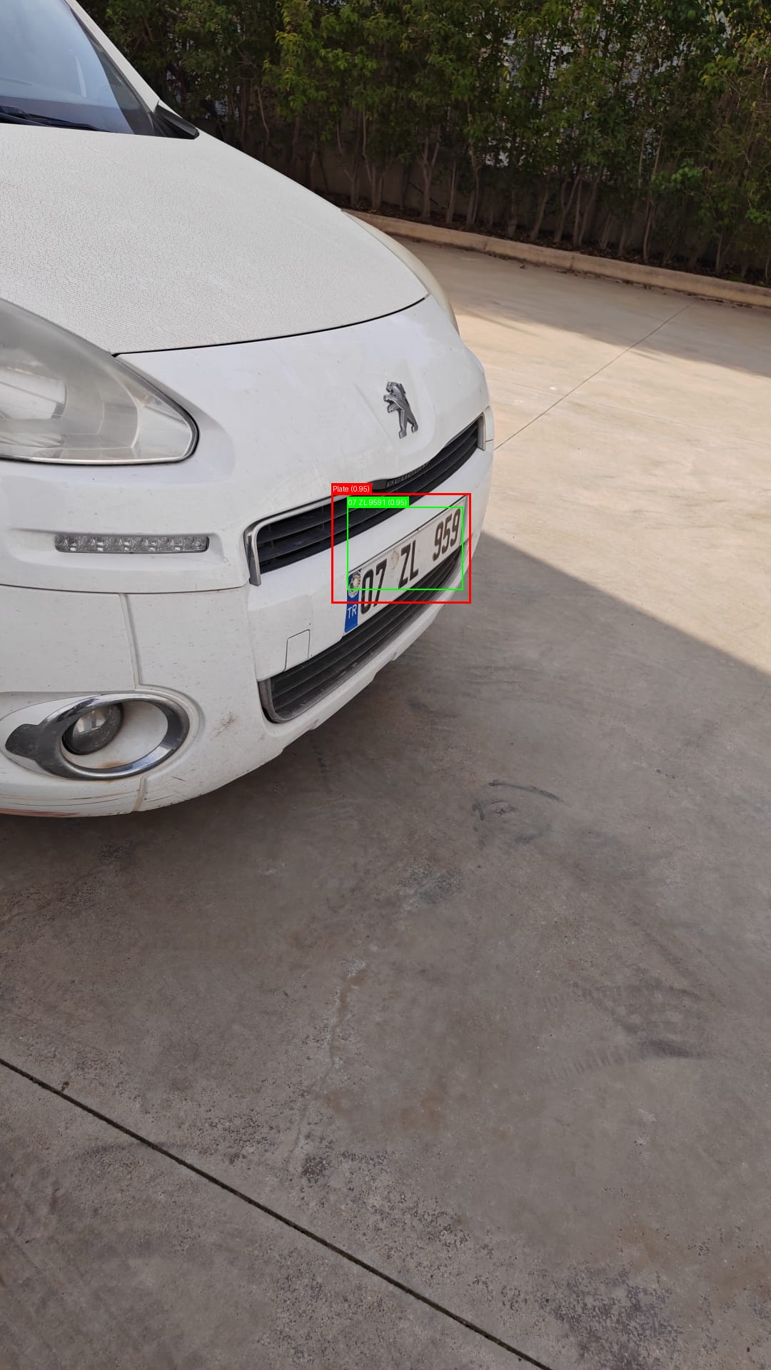 Processed image with license plate annotations