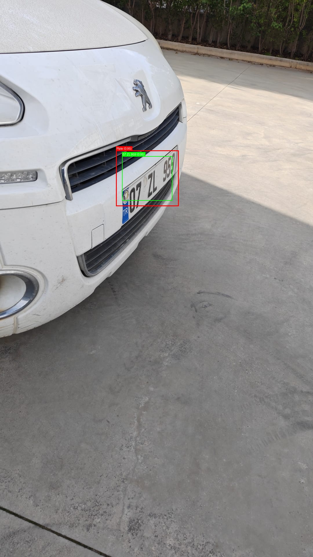 Processed image with license plate annotations