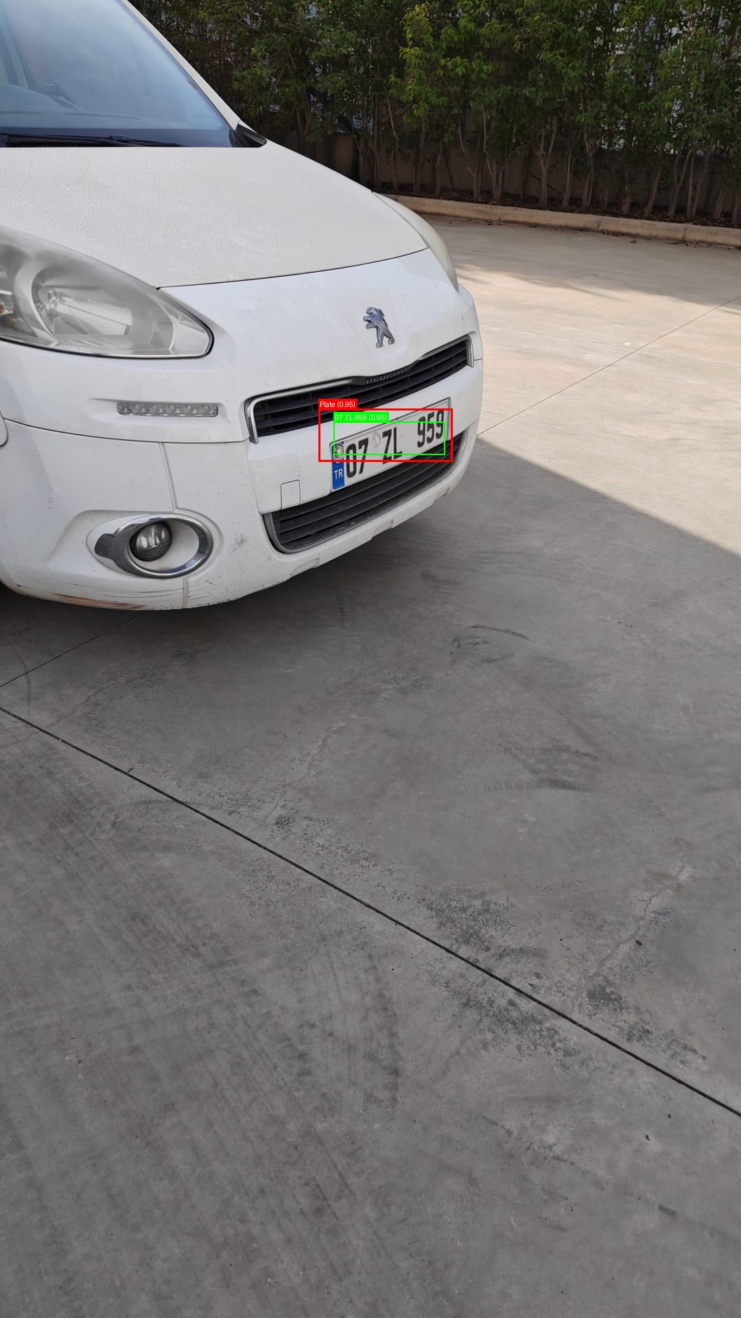 Processed image with license plate annotations