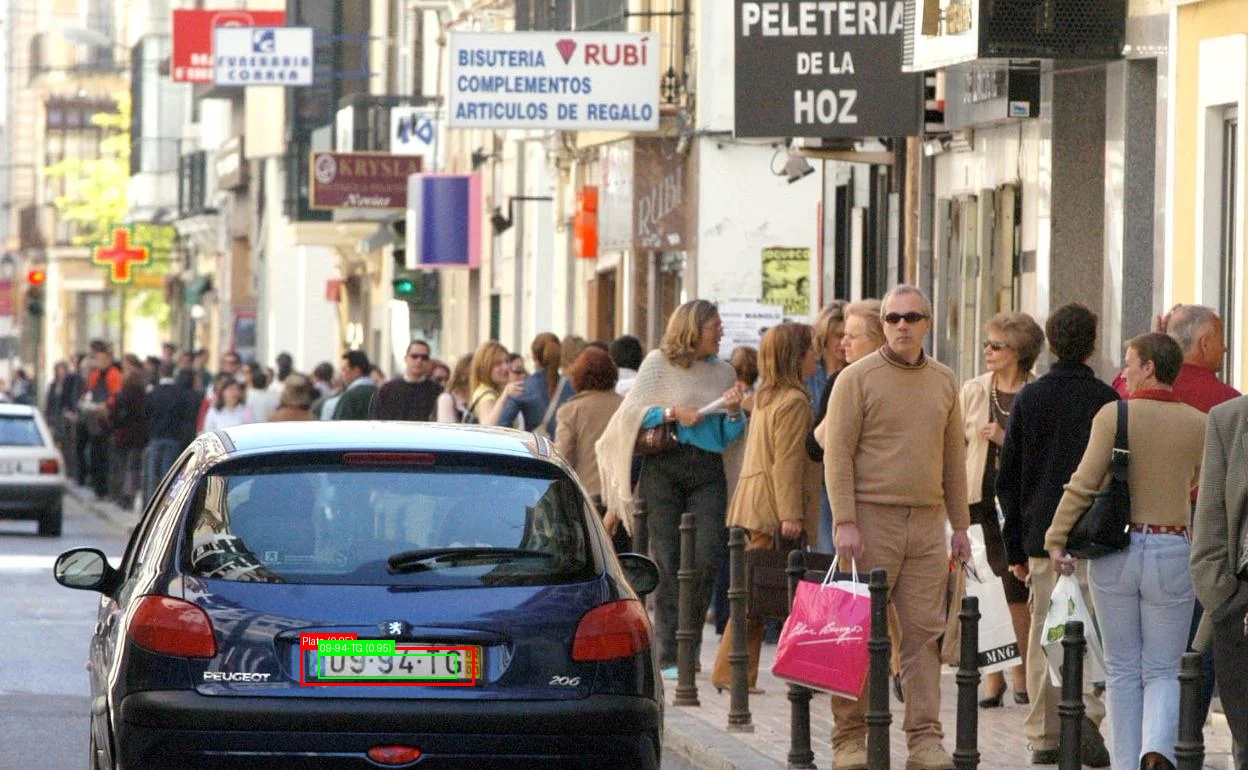 Processed image with license plate annotations