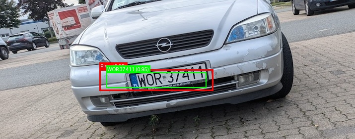 Processed image with license plate annotations