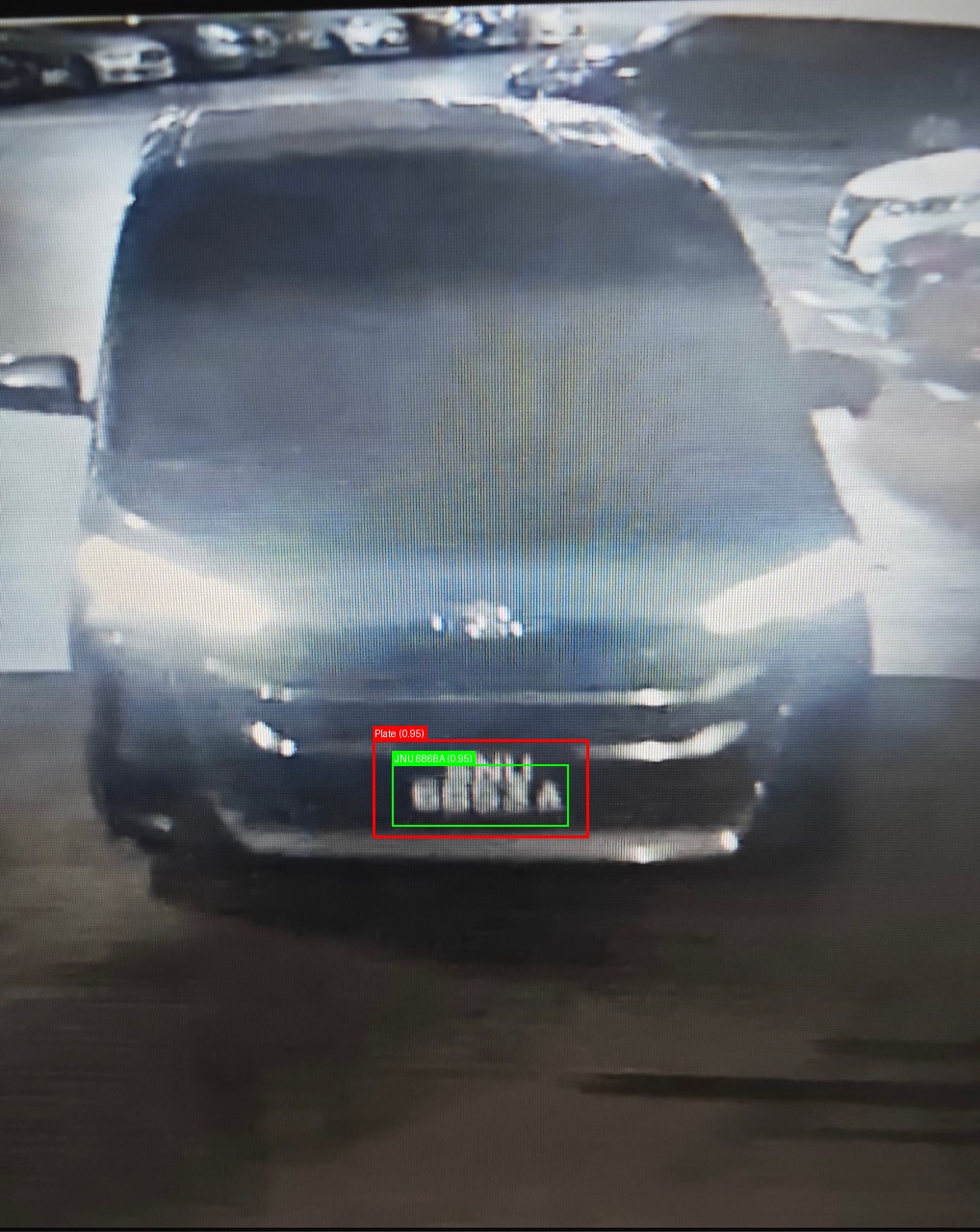 Processed image with license plate annotations