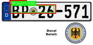 Processed image with license plate annotations