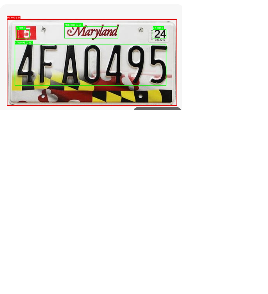Processed image with license plate annotations