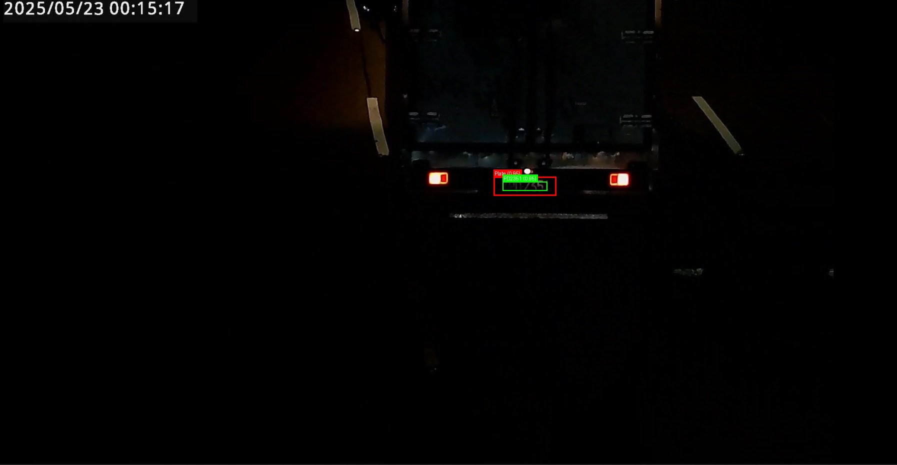 Processed image with license plate annotations