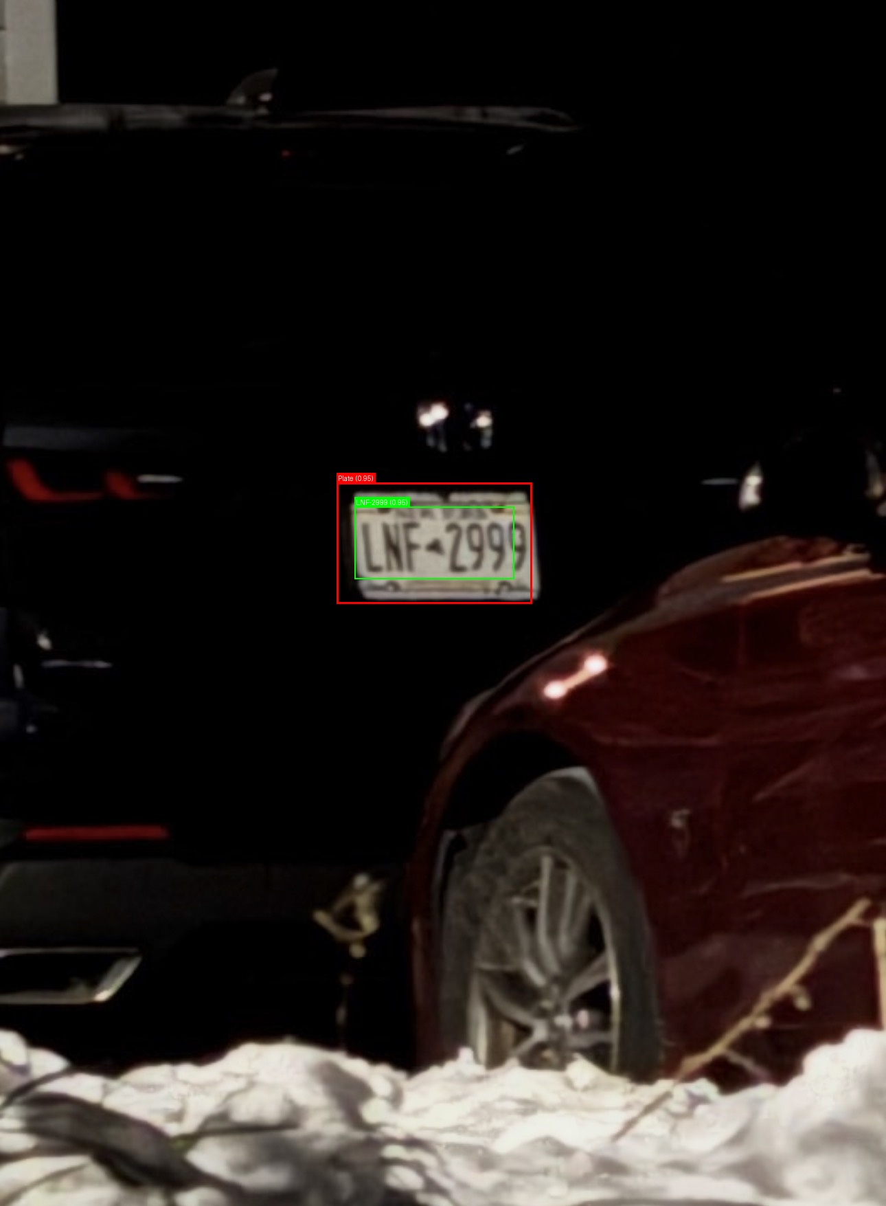 Processed image with license plate annotations