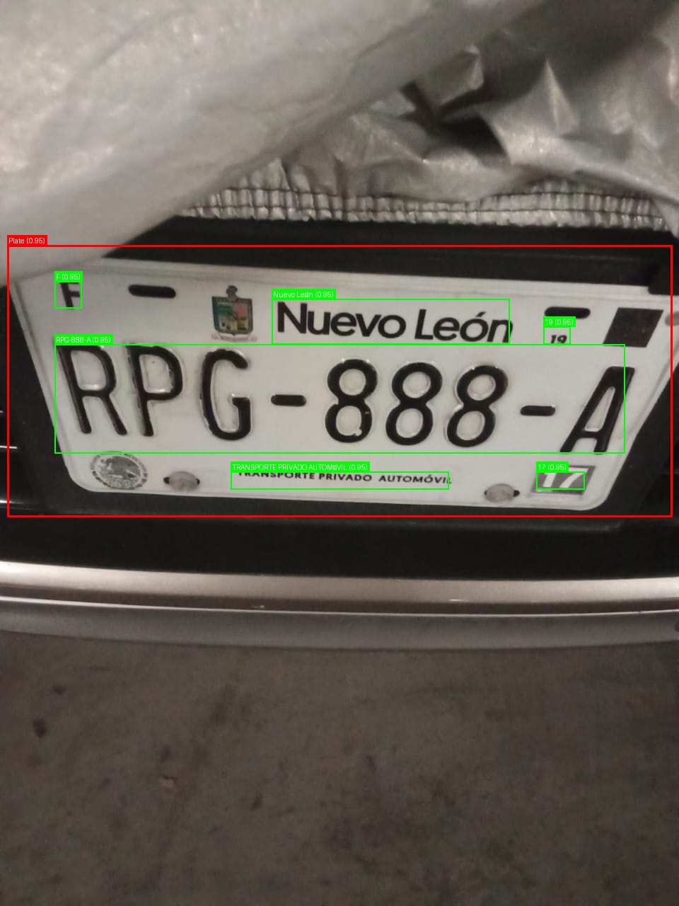 Processed image with license plate annotations