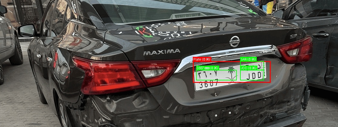 Processed image with license plate annotations