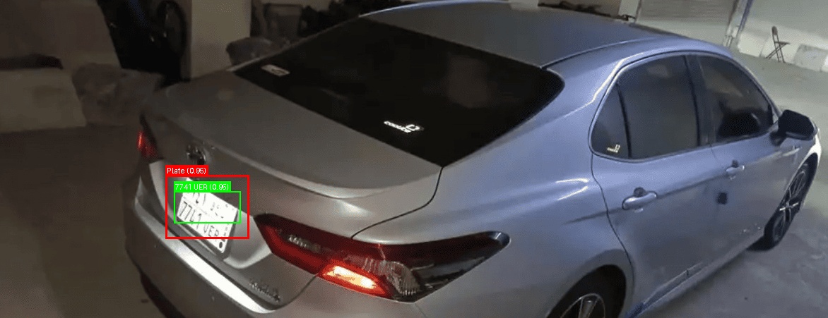 Processed image with license plate annotations