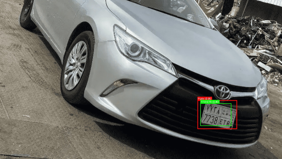 Processed image with license plate annotations