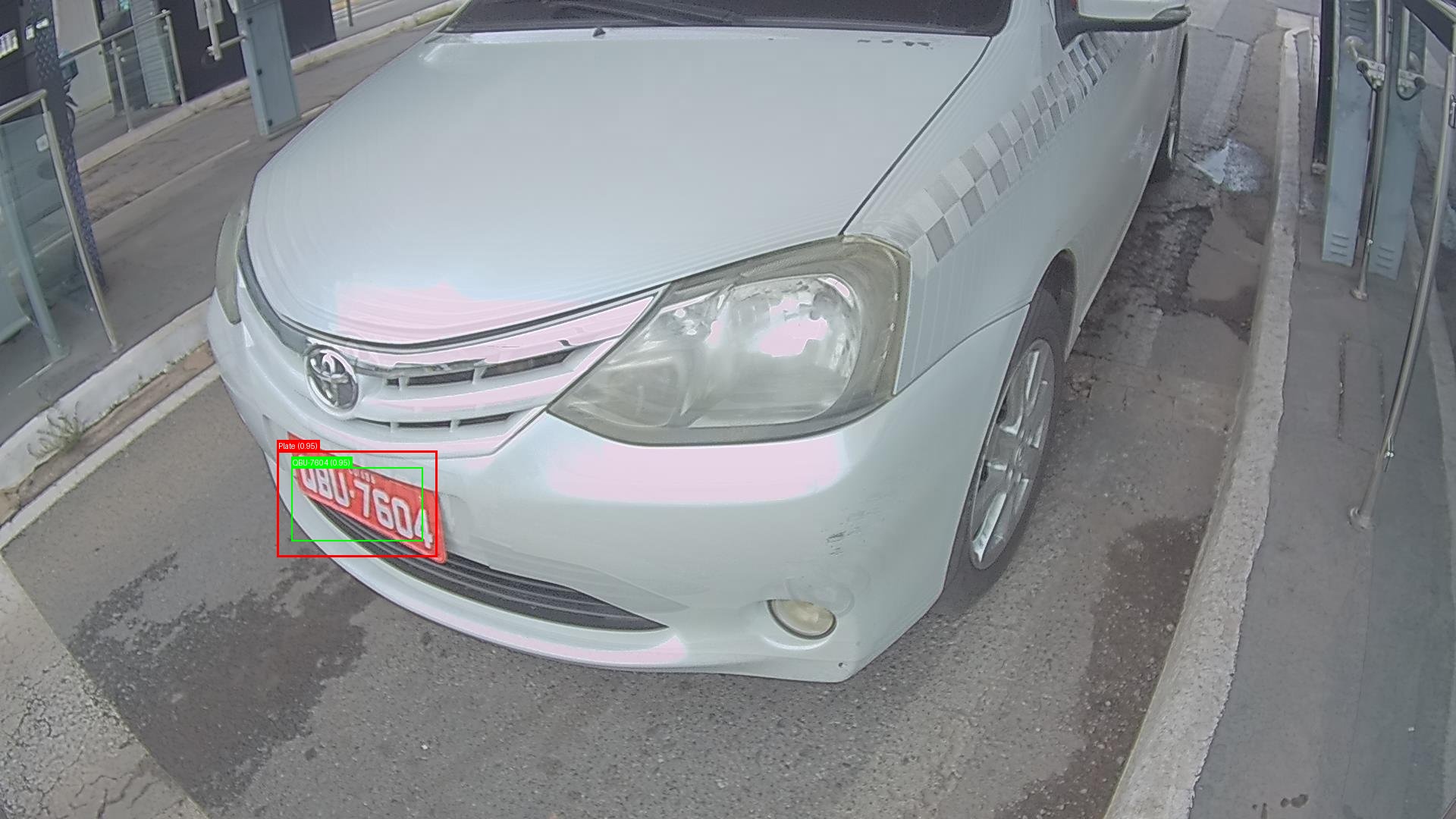 Processed image with license plate annotations