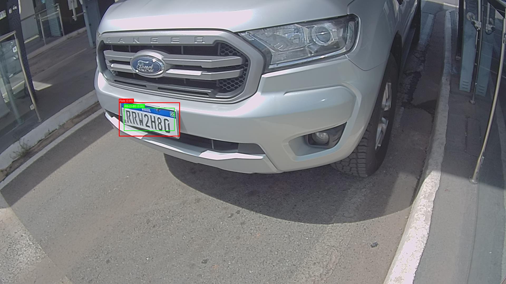 Processed image with license plate annotations