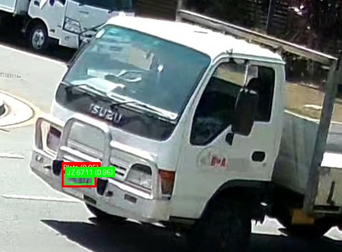 Processed image with license plate annotations