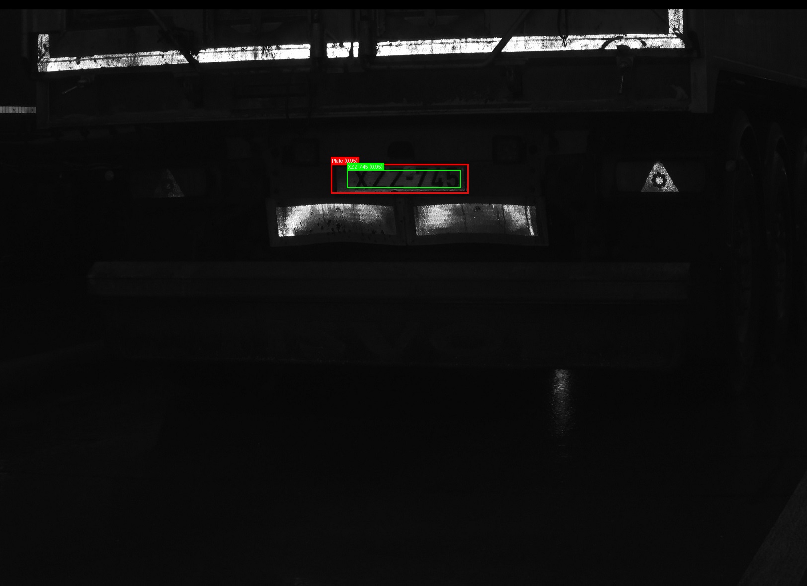 Processed image with license plate annotations