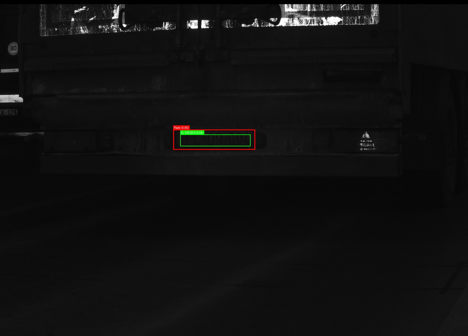 Processed image with license plate annotations