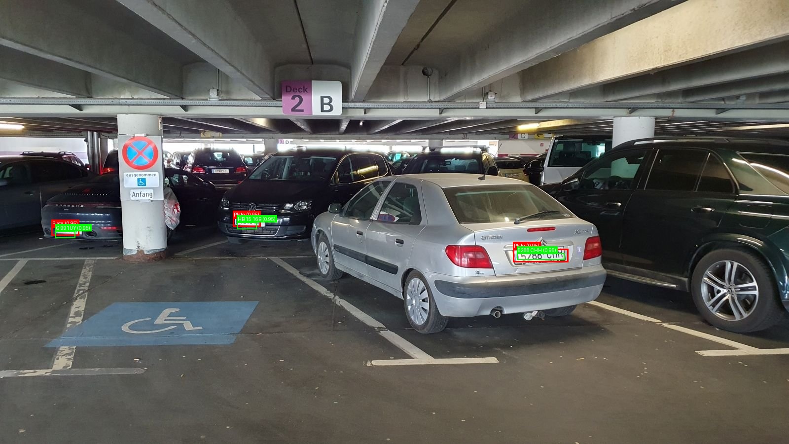 Processed image with license plate annotations