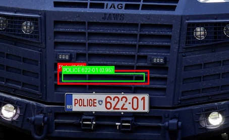 Processed image with license plate annotations