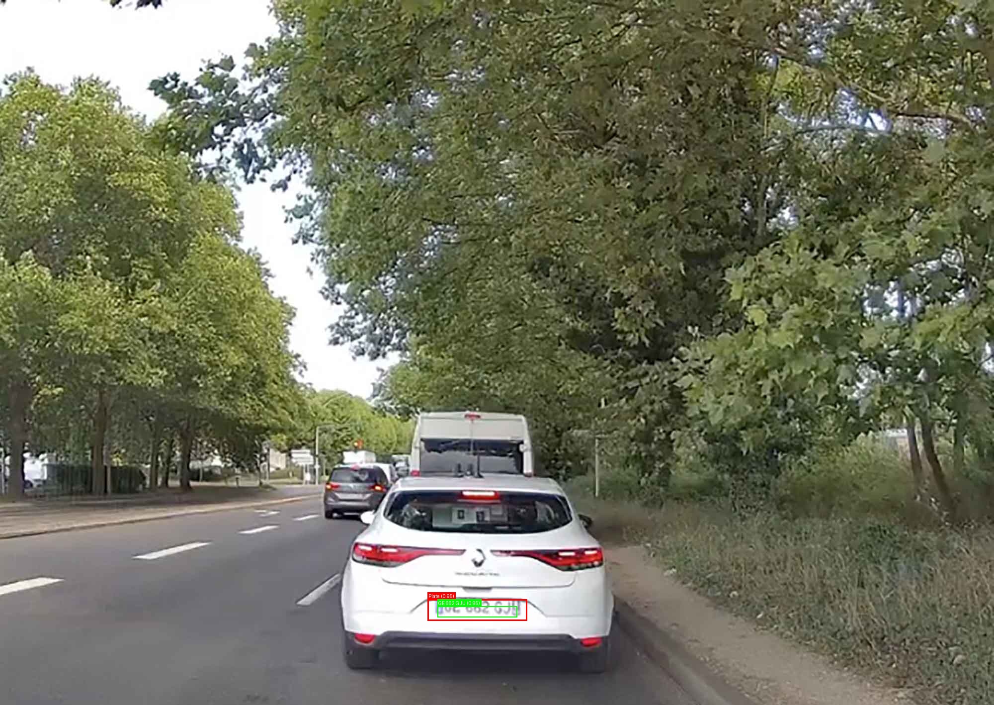 Processed image with license plate annotations