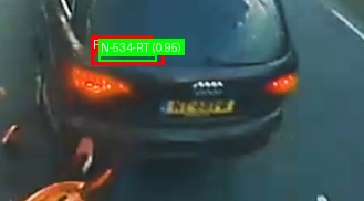 Processed image with license plate annotations