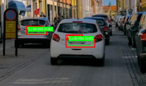 Processed image with license plate annotations