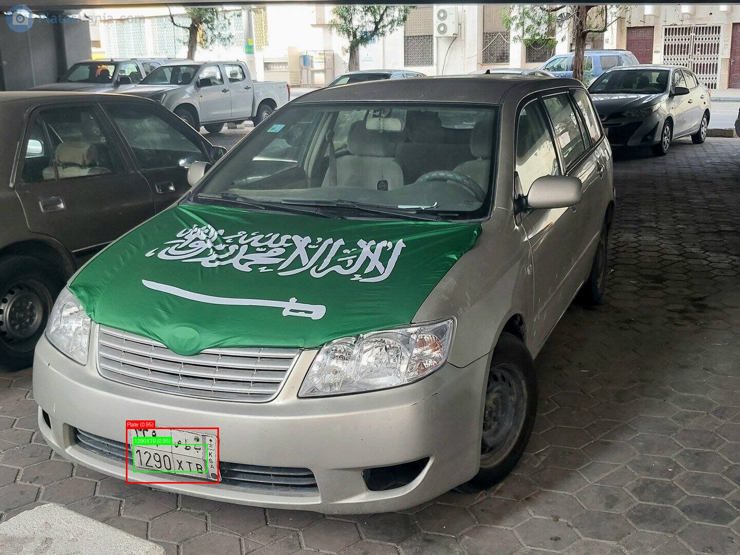 Processed image with license plate annotations