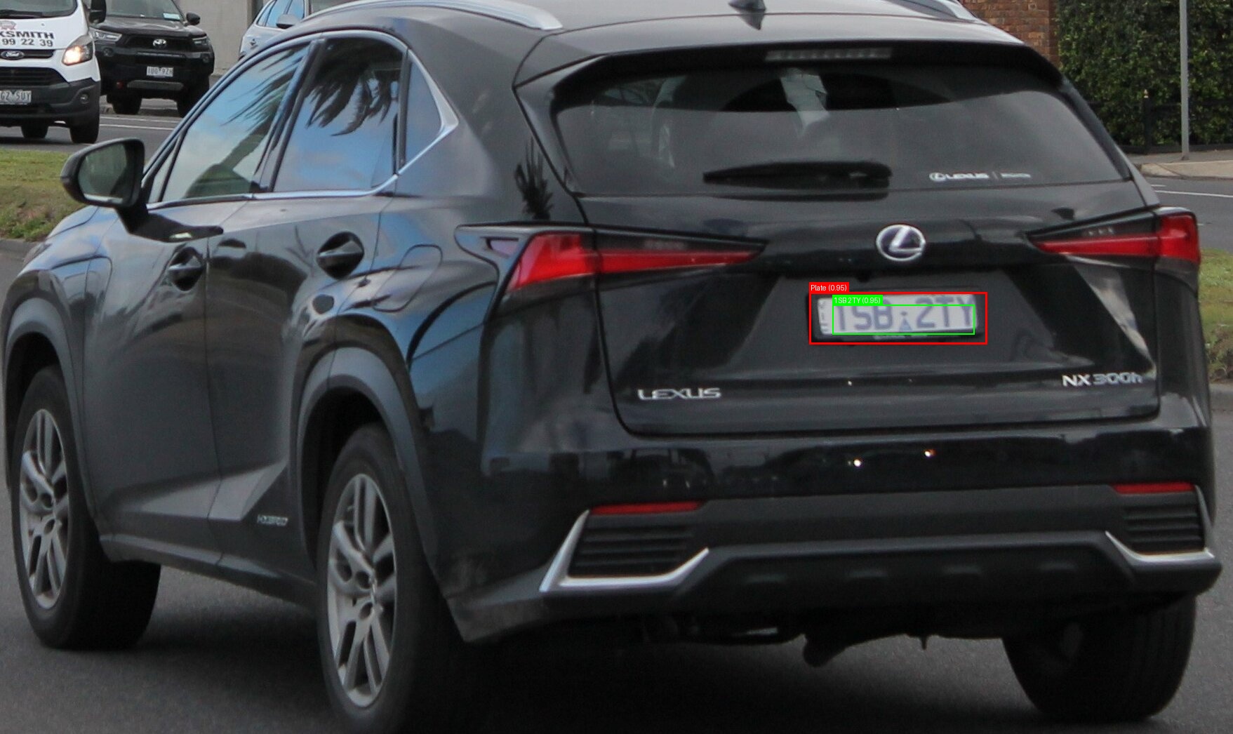 Processed image with license plate annotations