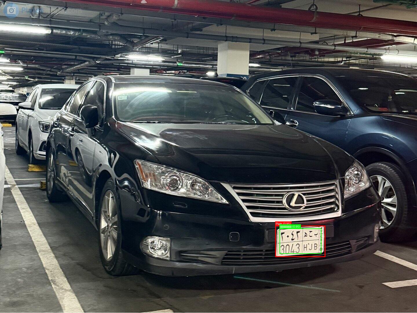 Processed image with license plate annotations