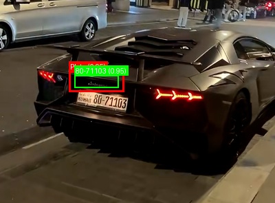 Processed image with license plate annotations