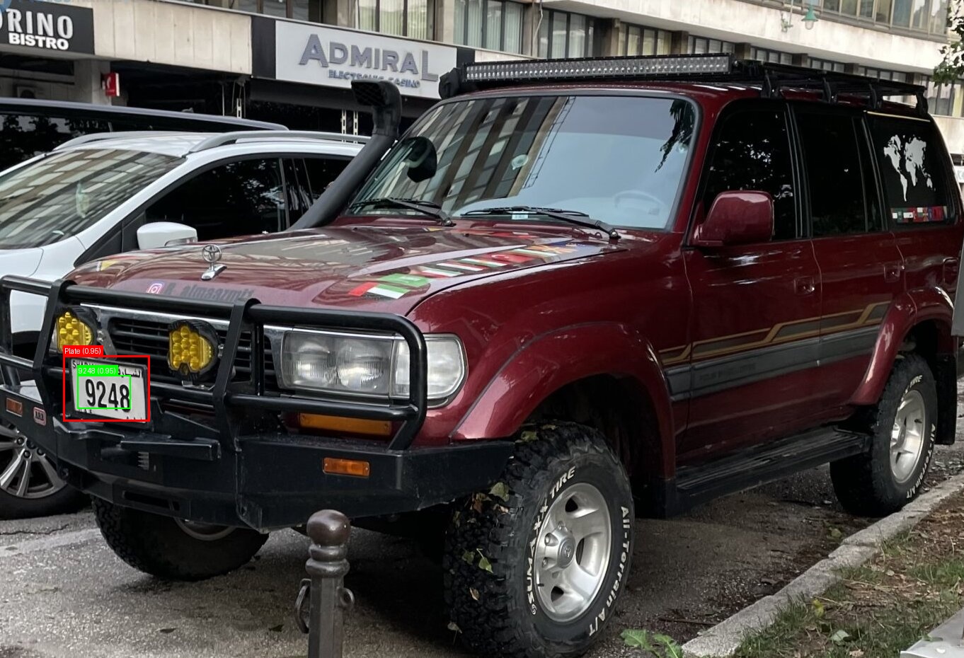 Processed image with license plate annotations