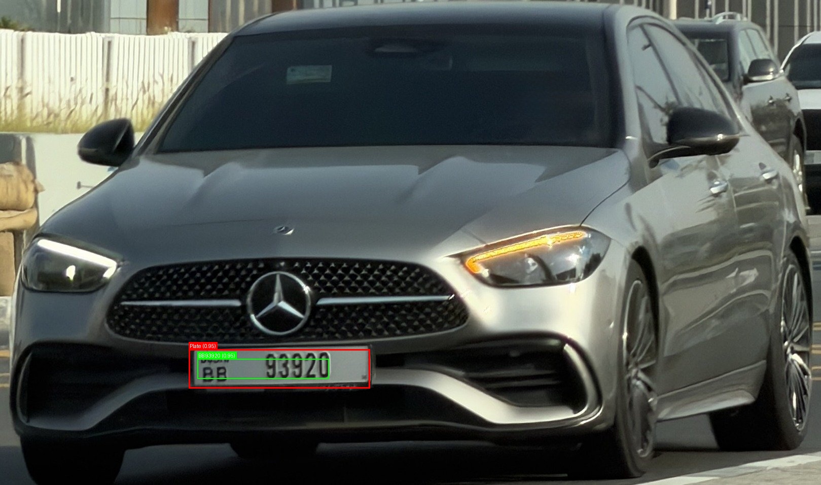 Processed image with license plate annotations