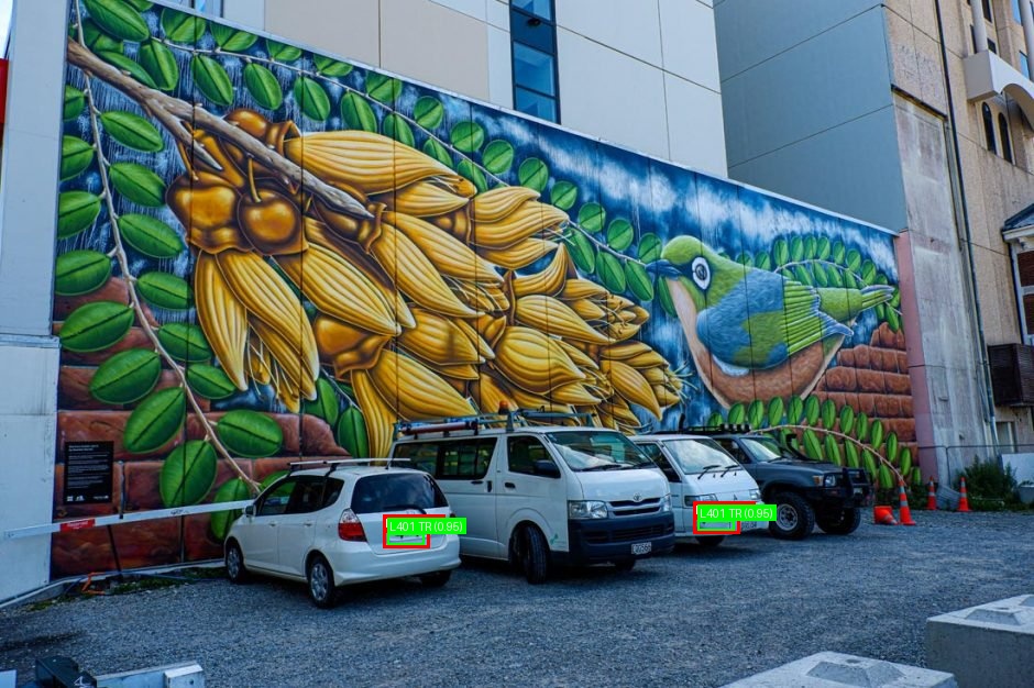 Processed image with license plate annotations