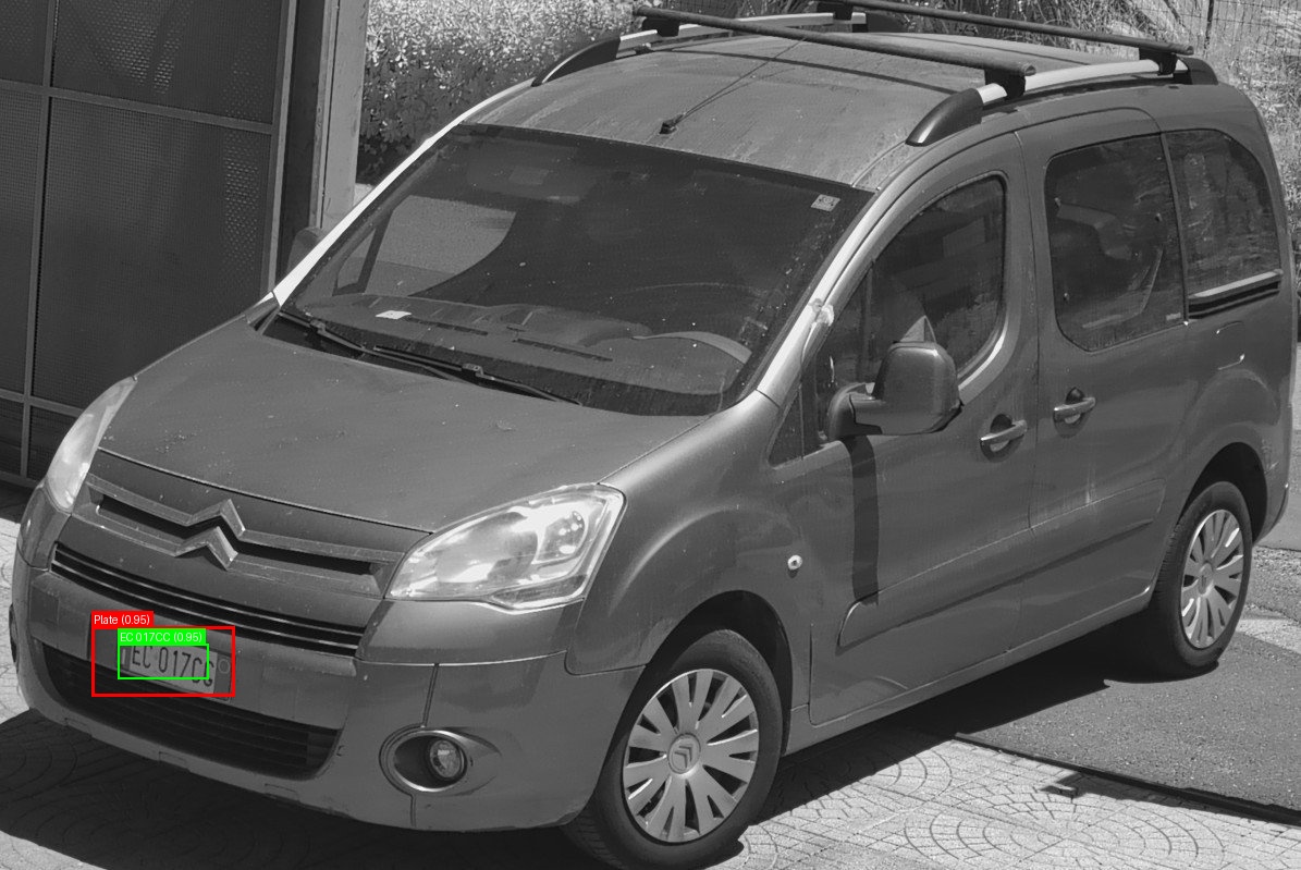 Processed image with license plate annotations