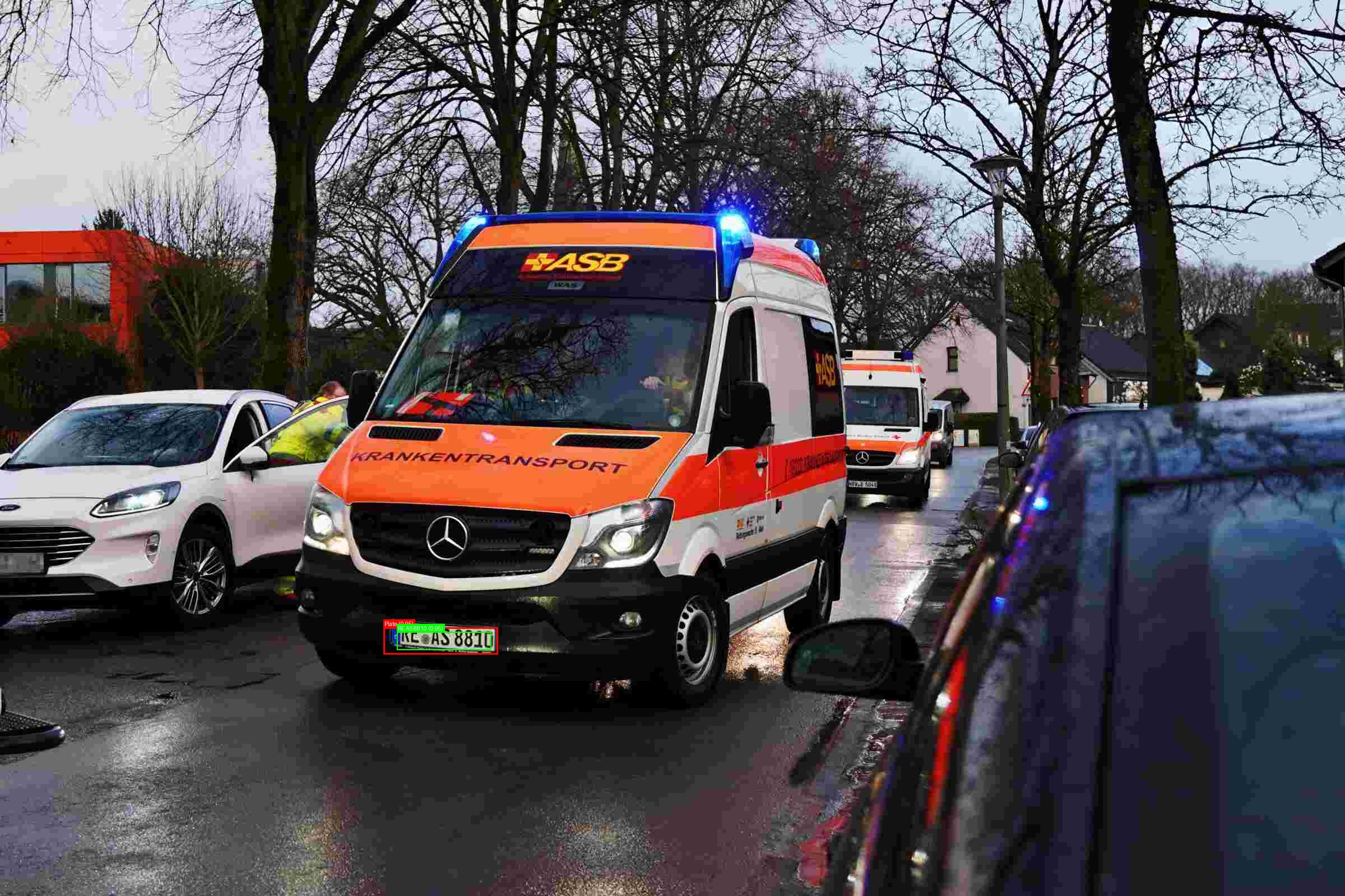 Processed image with license plate annotations