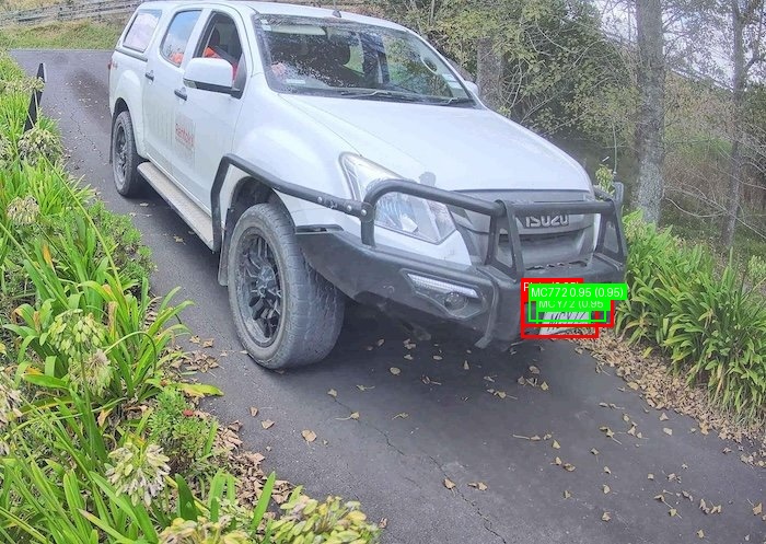 Processed image with license plate annotations