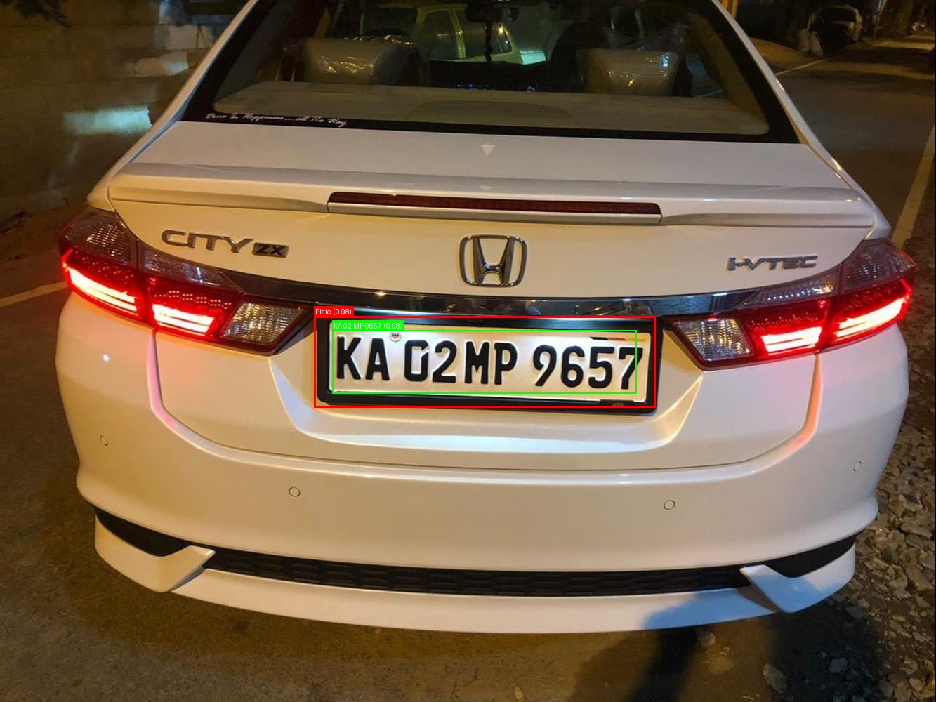 Processed image with license plate annotations