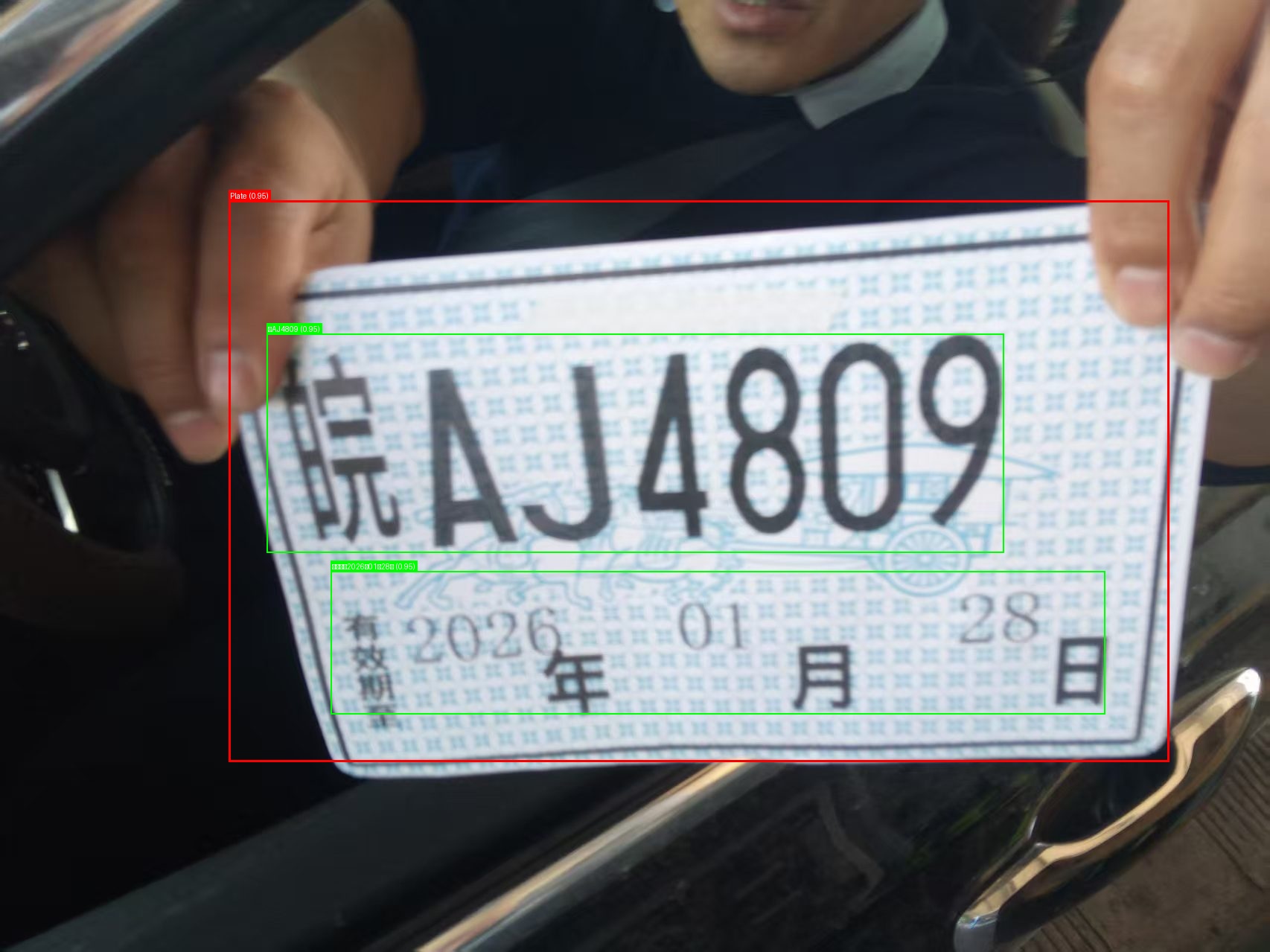 Processed image with license plate annotations