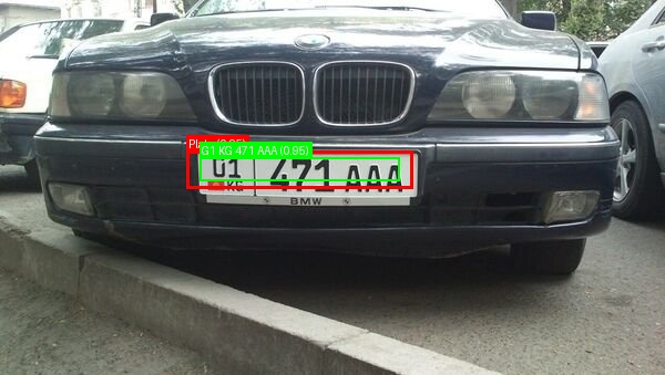 Processed image with license plate annotations