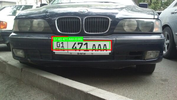 Processed image with license plate annotations