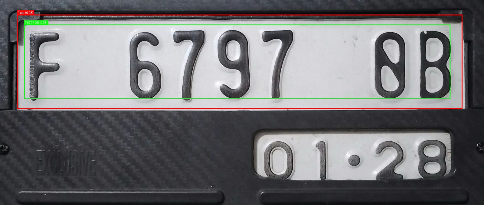 Processed image with license plate annotations