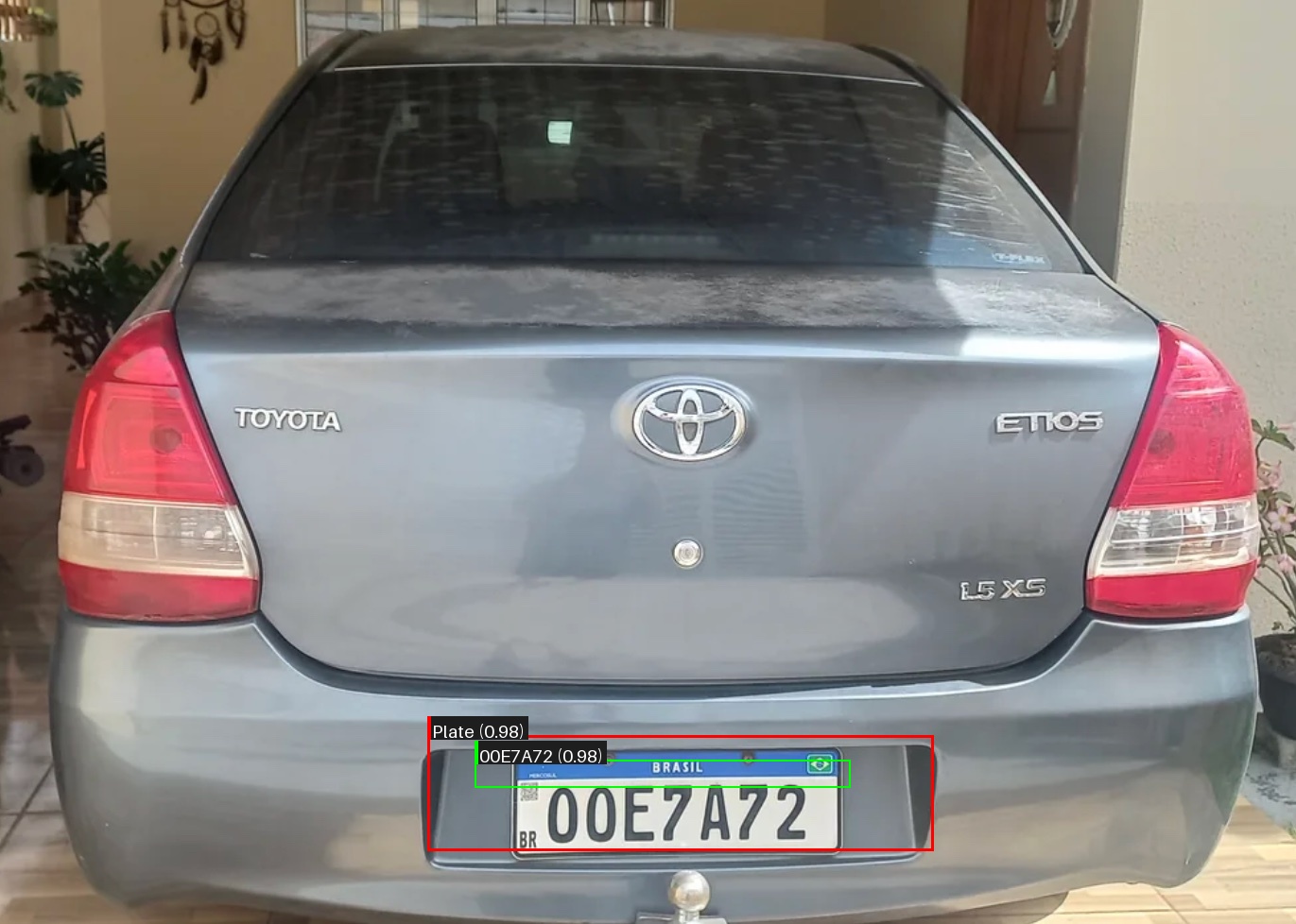Processed image with license plate annotations